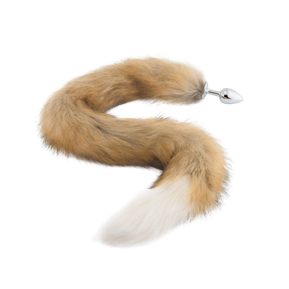 Brown & White Fox Tail Butt Plug