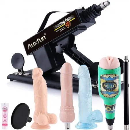 Auxfun Fuck Machine With Suction Cup & Huge Dildo Attachments