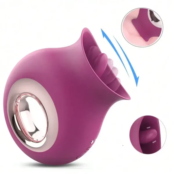 Paulina – 2 in 1 Licking & Vibrating Tongue Vibrator& Nipples Clitoral Stimulator Rose Vibrator
